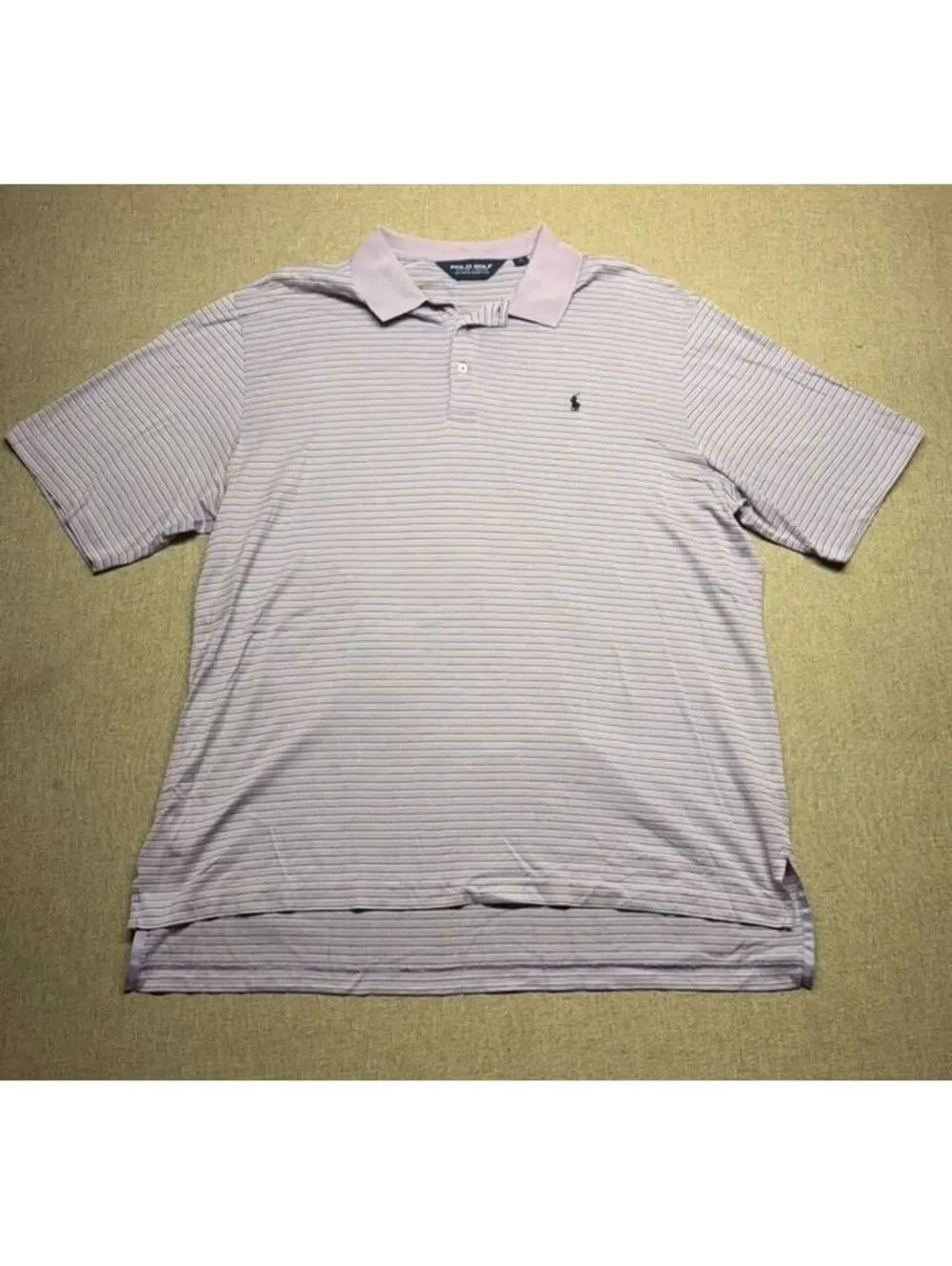 Polo Golf Ralph Lauren Mens Polo Shirt Large Lavender Purple Striped 100% Pima